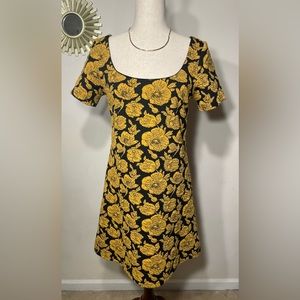 Maeve for Anthropologie | Black and Gold Bow Dress - Size Small